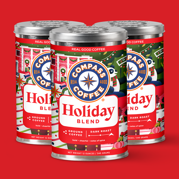 Compass Coffee DC Holiday Blend Dark Roast three tins