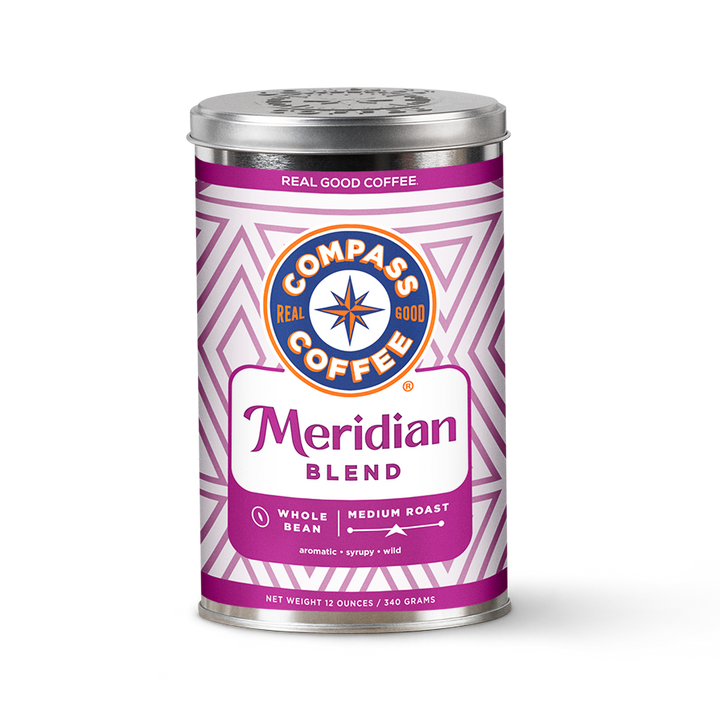 Compass Coffee meridian medium roast whole bean coffee blend 12oz