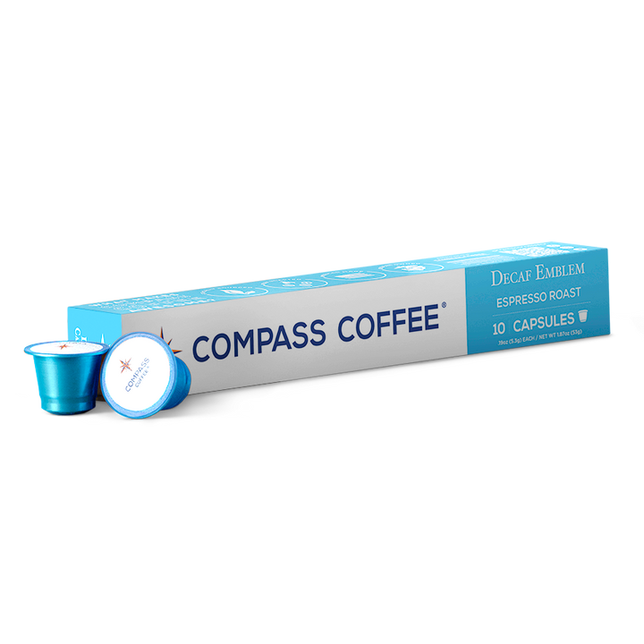 Decaf Emblem Espresso Roast Single Serve 10 capsules